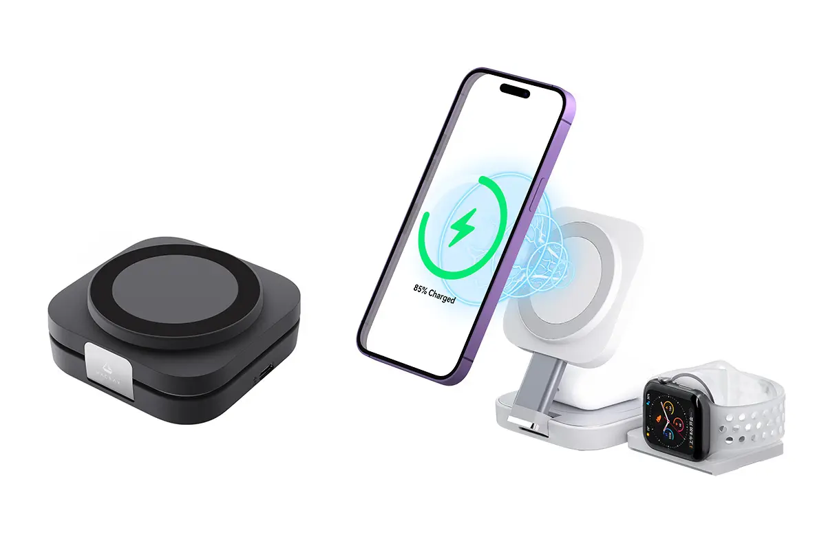 HACRAY、手のひらサイズに折りたためる「3in1ワイヤレス充電スタンド」発売