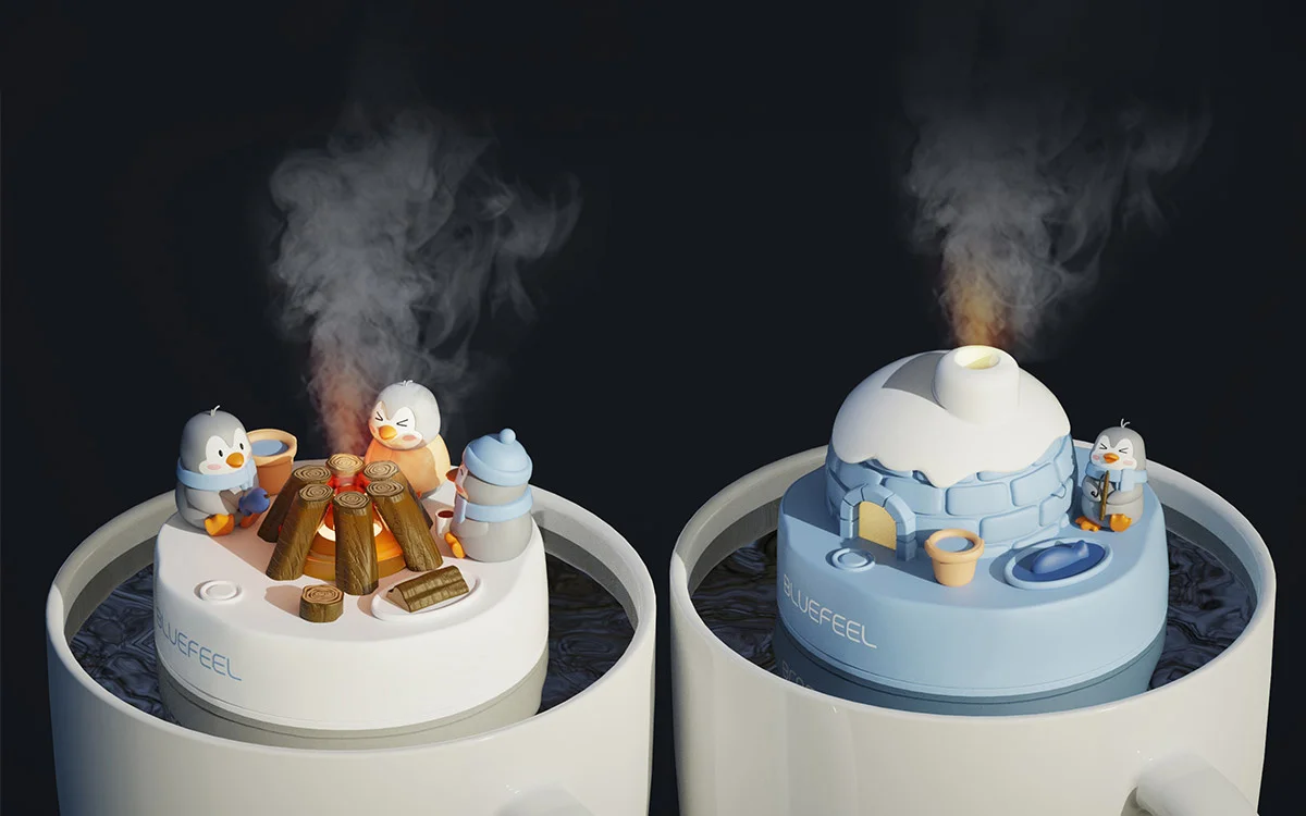 Bluefeel、コップと水だけあれば浮かべて加湿！ミニ加湿器「DoongDoong」先行販売