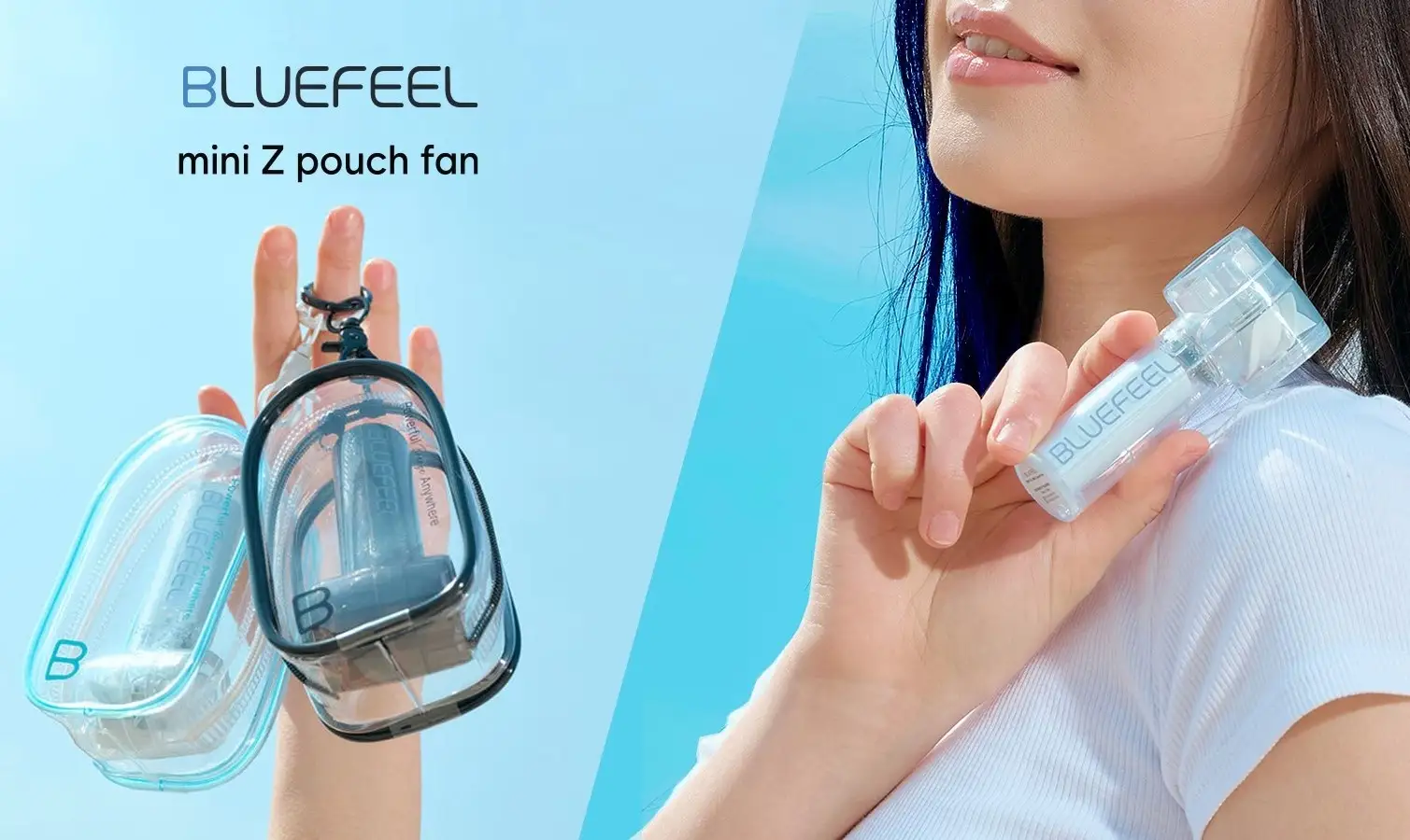 パフィーシリーズポシェットブルー新品未使用 BLUEFEEL ミニ Z ポーチFan｜たった10cm＆76g。手のひらにすっぽり