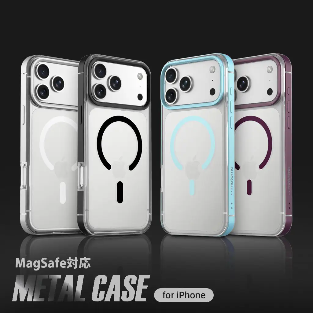 motomo、透明ボディにアルミニウム合金バンパーを融合、iPhone 18 pro用「MagSafe対応 METAL CASE」発売